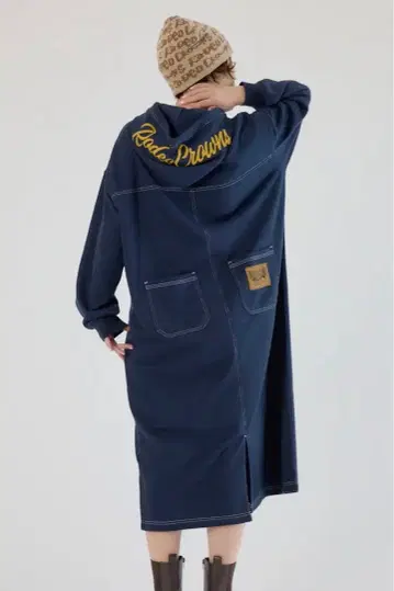 RCS 컬러 스티치 후드티 원피스 rodeo