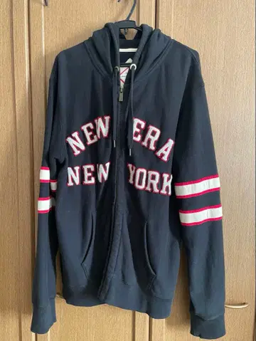 NEW ERA 뉴에라 후드티 블랙 롱 XL 앞 지퍼