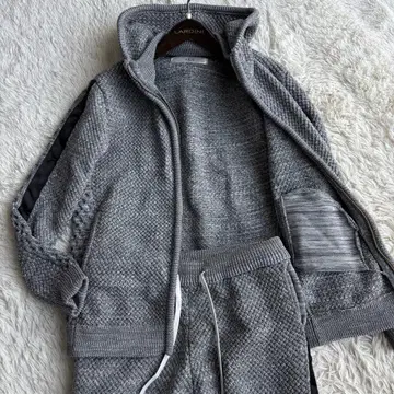 AKM 니트 후드티 조거 팬츠 셋업 뜨개질 더블 지퍼