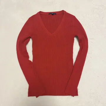 갭 리브 니트 스웨터 V넥 작은 사이즈 XS 포인트 컬러 레드