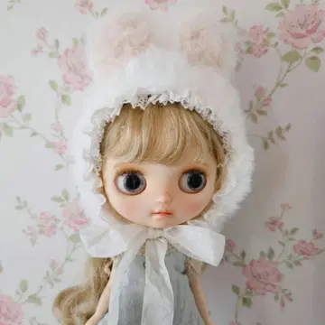 미디 브라이스, 미디 아이시 인형용 화이트 복슬복슬 토끼 귀 모자