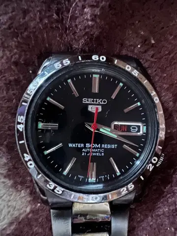 SEIKO5 수동 와인딩 손목시계 블랙