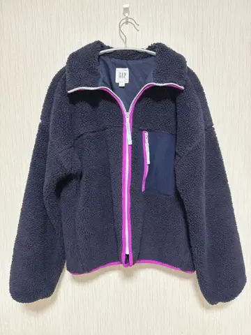 네이비 플리스 자켓 핑크 악센트