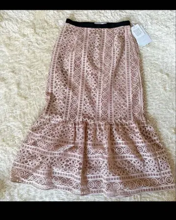 [컨디션 최상] 셀포드 레이스 머메이드 롱 스커트 베이지 36