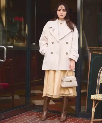 PROPORTION 빅 칼라 하프 코트 24AW S 사이즈