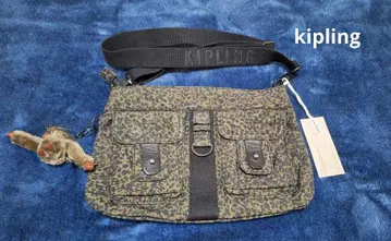 키플링 레오파드 무늬 숄더백 브라운 블랙 로고 컴팩트