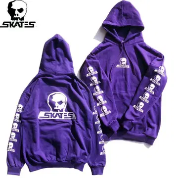 [미사용 새상품] 스컬 스케이트 로고 후드티 퍼플 2XL 리미티드 컬러