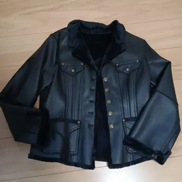 블랙 가죽풍 자켓 플리스 안감 포함 사이즈 40