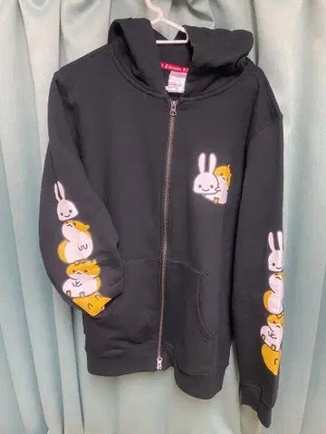 CUNE 토끼 후드티 블랙 햄스터