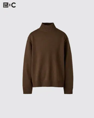 UNIQLO C 로우 게이지 하이넥 스웨터 브라운