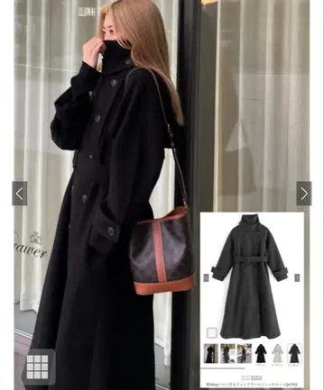 GRL 옷깃 3Way 벨트 포함 페이크 울 트렌치코트[ze783]