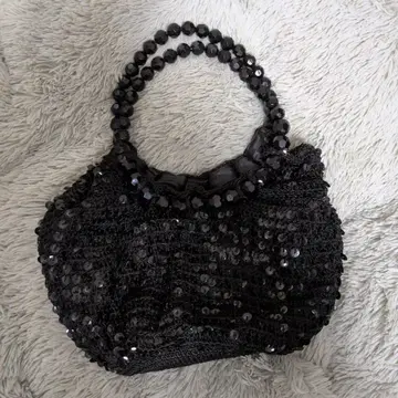 블랙 비즈 장식 파티 백