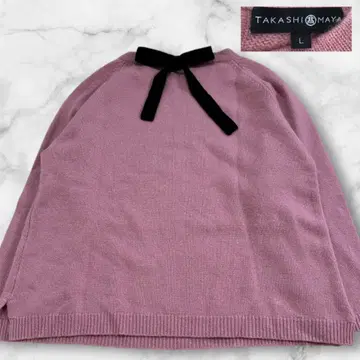다카시마야 캐시미어 100% 스웨터 니트 리본 핑크 성숙/러블리 L