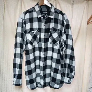 AIRWALK 블랙 화이트 체크 플란넬 셔츠 3L