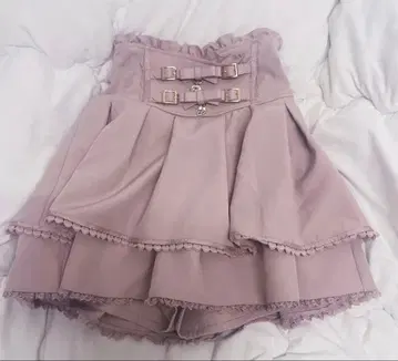 리즈리사 2단 리본 벨트 치마바지 핑크