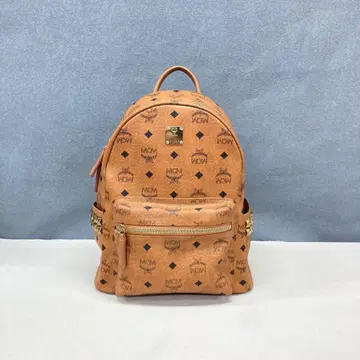 MCM 로고 프린트 백팩 오렌지