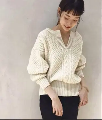 [ 인기 ] plage 플라주 아란 니트 울 스웨터 니트