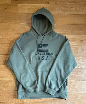 CAPTAINS HELM 올리브 그린 후드티 L