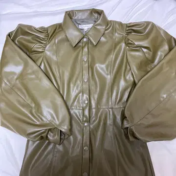 MOUSSY 올리브 그린 가죽 미니 원피스