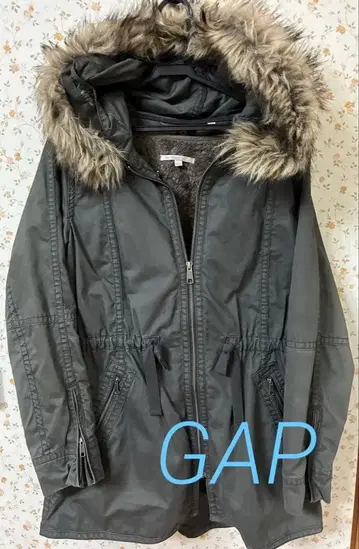 GAP 모즈 코트 여성용 M 카키 라이너 퍼 포함 밀리터리