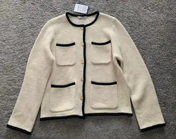 새상품 ANAYI 울 부클레 더블 페이스 가디건 니트 38 아나이