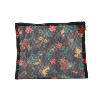 페이러 메쉬 전사 프린트 파우치 블랙