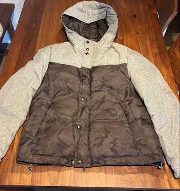 카모 패턴 다운 자켓 후드 부착