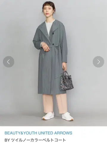 BY 트윌 노카라 벨트 코트