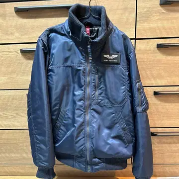 후드 탈부착! ALPHA INDUSTRIES 밀리터리 자켓 M 네이비