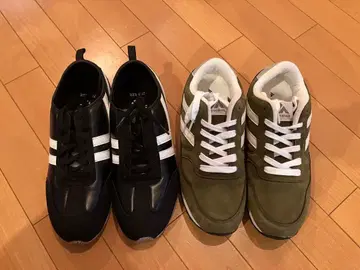 블랙/올리브 스트라이프 스니커즈 27cm 2켤레