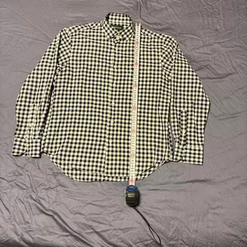 HDS Style 긴팔 셔츠 블랙 화이트 체크 라이트업 M 사이즈