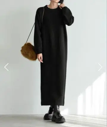 스타일 델리 야크풍 크루넥 니트 원피스 02 블랙