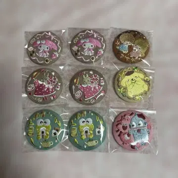 산리오 자수 디자인 캔뱃지 9개 세트