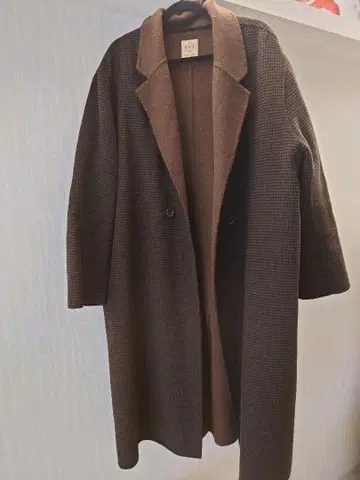 SM2 사만사 모스모스 브라운 체크 무늬 더블 브레스트 코트