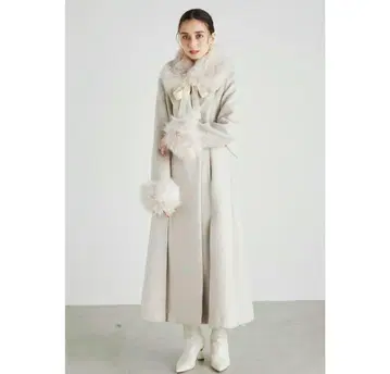 rienda 티펫 SET 레이디 롱 CT 롱 코트 퍼