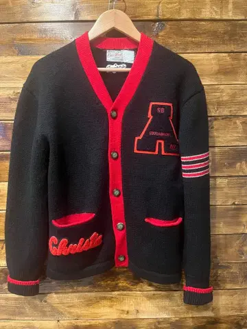 빈티지 레터드 가디건 빨검