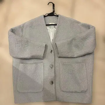yori 라이트 블루 블루 그레이 울 샤기 자켓