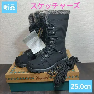 새상품 SKECHERS 블랙 퍼 롱 부츠 25.0cm