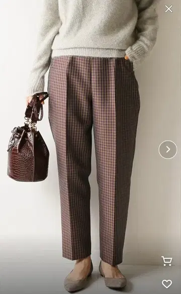 Spick Span 컬러 체크 사브리나 팬츠