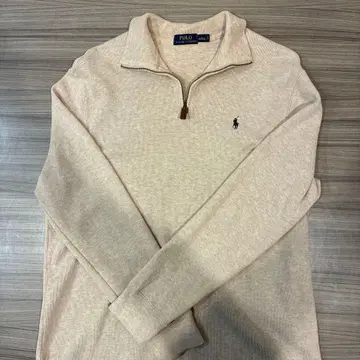POLO 베이지 하프 지퍼 스웨터