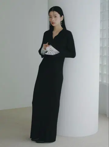 LagunaMoon 레이스 슬리브 네프 리브 니트 원피스