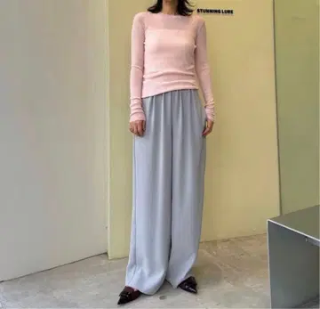 stunning lure 캐시미어 리브 풀오버 핑크 M 사이즈