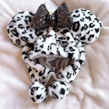 디즈니 미니 팬캡 레오파드 무늬 레오파드 무늬 핑크