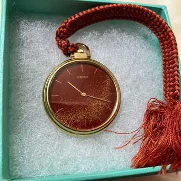 레어 모델 SEIKO 세이코 일본 의류 회중시계 붉은색 마키에 다이얼