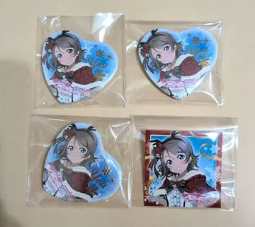 Aqours 징글벨이 멈추지 않아 와타나베 요우 하트형 캔뱃지 스티커
