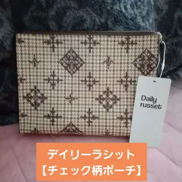 [ 새상품 ] Daily russet 체크 무늬 파우치