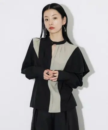 긴팔 셔츠 블랙과 그레이 배색 디자인