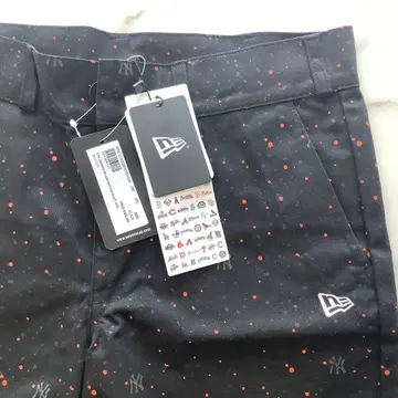 New Era 블랙 오렌지 라이트 그레이 도트 숏팬츠 미사용품