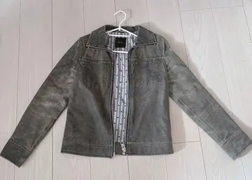 그레이 데님 자켓 지퍼 포함