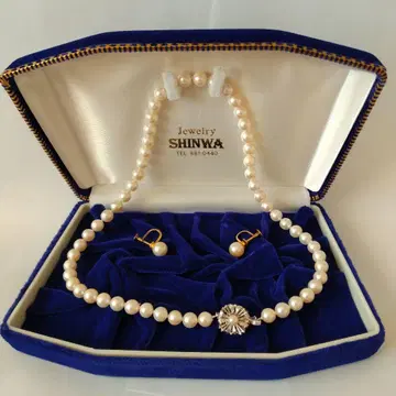 SHINWA 진주 목걸이 귀걸이 세트